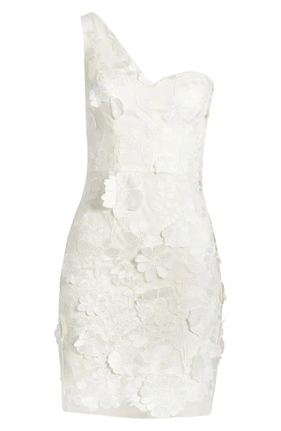 Shop Dress The Population Maddie One-shoulder Lace Minidress In White
