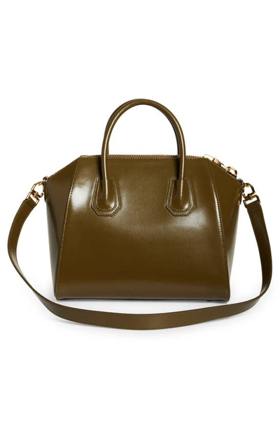 Givenchy Small Antigona Lock Leather Satchel In Dark Khaki