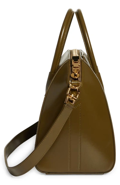 Givenchy Small Antigona Lock Leather Satchel In Dark Khaki