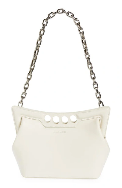 Shop Alexander Mcqueen The Small Peak Leather Shoulder Bag In 9210 Soft Ivory