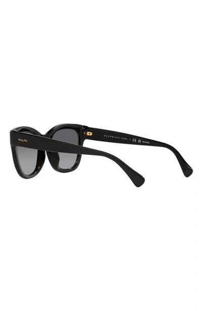 Shop Ralph 52mm Gradient Polarized Oval Sunglasses In Shiny Black