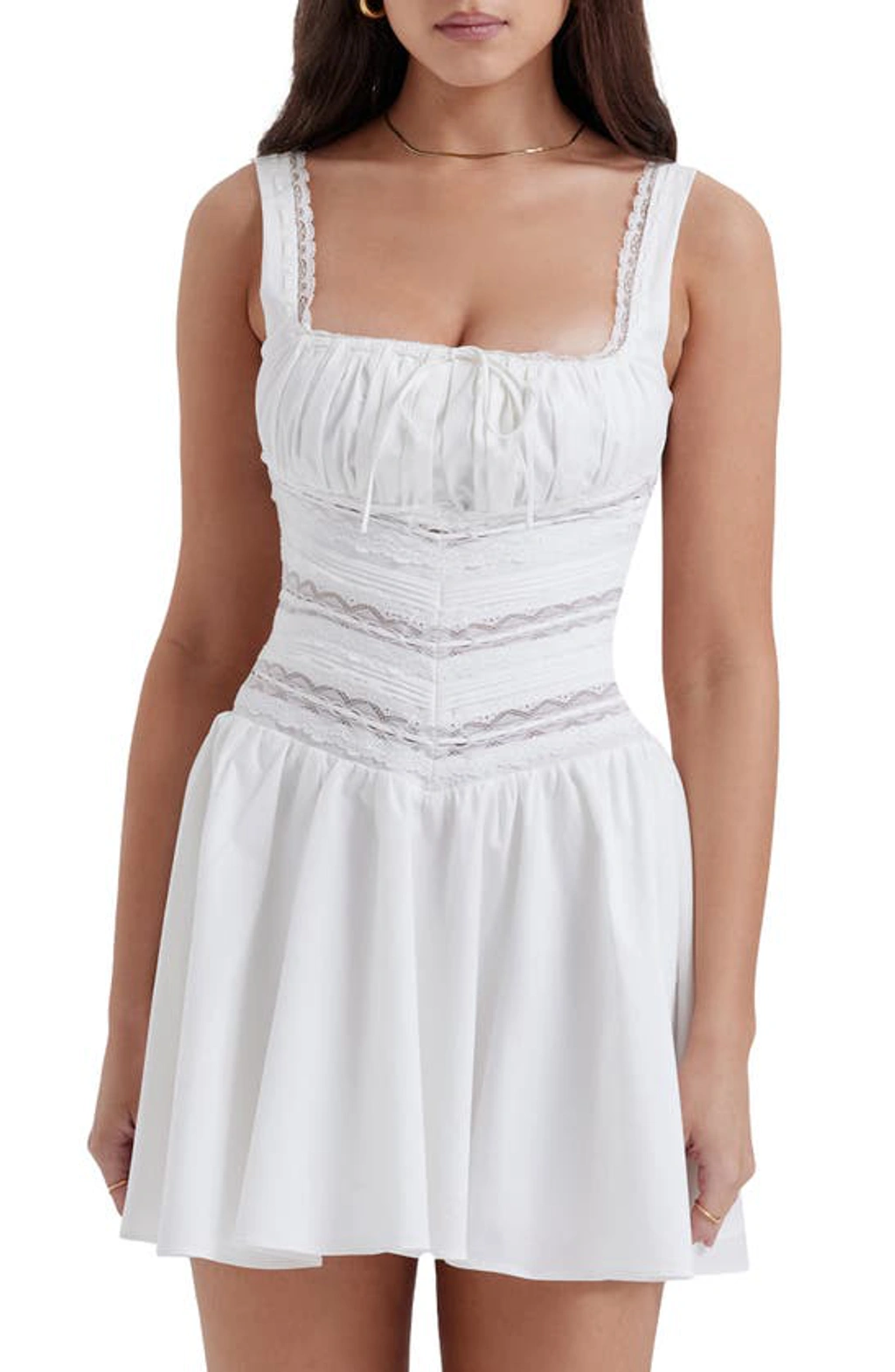 House Of Cb Lace Trim Minidress In White | ModeSens
