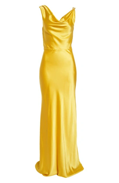 Shop Veronica Beard Sanderson Cowl Neck Silk Blend Gown In Bright Sunset