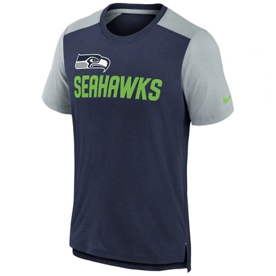 Shop Nike Youth  Heathered College Navy/heathered Gray Seattle Seahawks Colorblock Team Name T-shirt