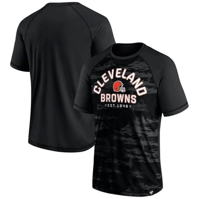 Shop Fanatics Branded Cleveland Browns Blackout Hail Mary Raglan T-shirt
