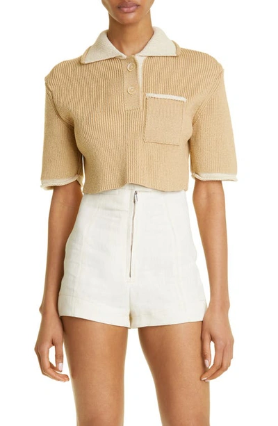Shop Jacquemus Le Polo Maille Arco In 150 Beige