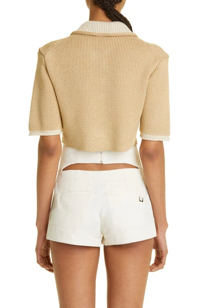 Shop Jacquemus Le Polo Maille Arco In 150 Beige