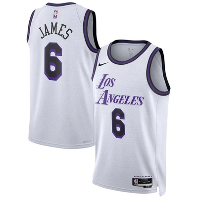 Youth Nike LeBron James White Los Angeles Lakers Swingman Jersey - City Edition Size: Large