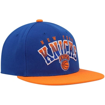 Shop Mitchell & Ness Blue/orange New York Knicks Gradient Wordmark Snapback Hat