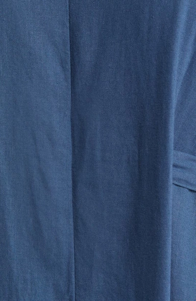 Shop Caslon Stripe Tie Back Linen Blend Midi Caftan In Blue Ensign