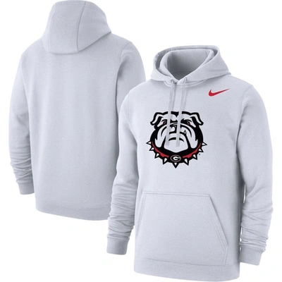 Shop Nike White Georgia Bulldogs Logo Club Pullover Hoodie