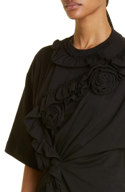 Shop Dries Van Noten Hervies Floral Ruffle T-shirt In Black 900