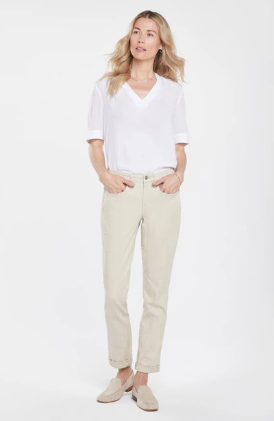 Nydj Margot Cuffed High Rise Girlfriend Jeans In Feather In Feather