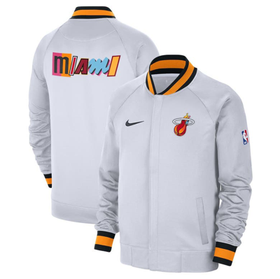 Shop Nike White/black Miami Heat 2022/23 City Edition Showtime Thermaflex Full-zip Jacket