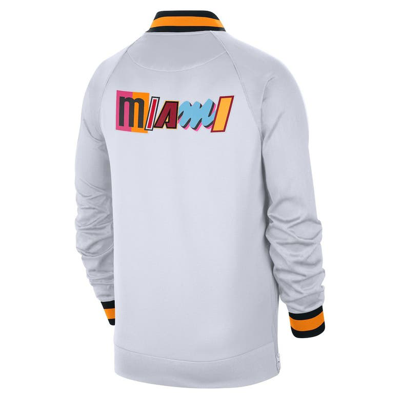 Shop Nike White/black Miami Heat 2022/23 City Edition Showtime Thermaflex Full-zip Jacket