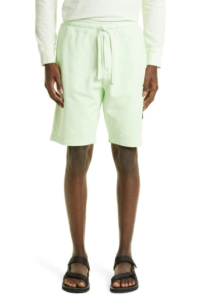 Shop Stone Island Cotton Fleece Cargo Sweat Shorts In Light Green