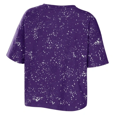 Shop Wear By Erin Andrews Purple Los Angeles Lakers Bleach Splatter Notch Neck T-shirt