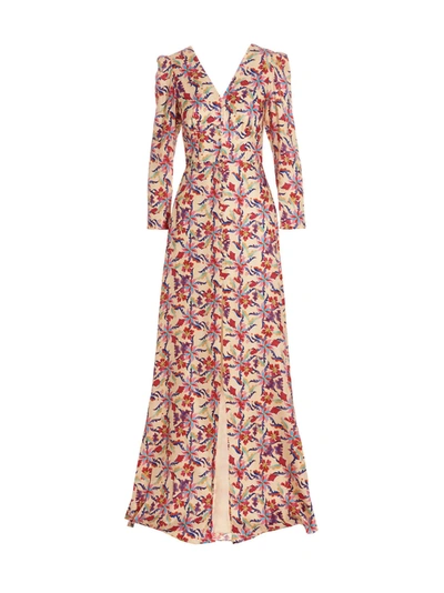 Shop Saloni 'margot' Long Dress In Multicolor