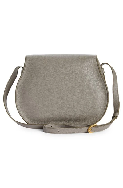 Shop Chloé Medium Marcie Leather Crossbody Bag In Cashmere Grey Gold Hardware