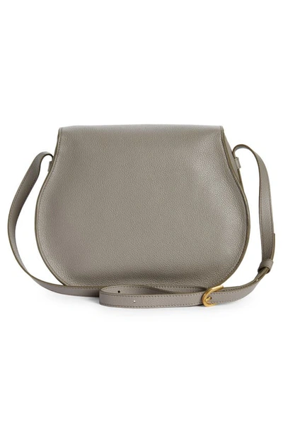 Chloé Medium Marcie Leather Crossbody Bag In Cashmere Grey Gold Hardware
