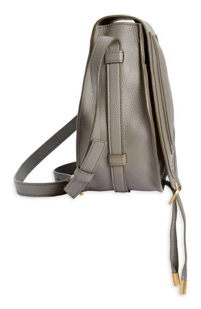 Shop Chloé Medium Marcie Leather Crossbody Bag In Cashmere Grey Gold Hardware