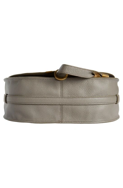 Shop Chloé Medium Marcie Leather Crossbody Bag In Cashmere Grey Gold Hardware