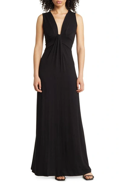 Shop Fraiche By J Deep V-neck Maxi Dress In Black