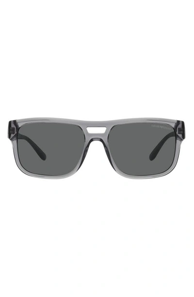 Shop Emporio Armani 57mm Pillow Sunglasses In Transparent Grey