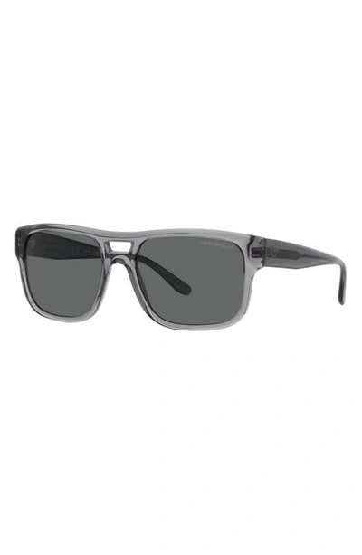 Shop Emporio Armani 57mm Pillow Sunglasses In Transparent Grey