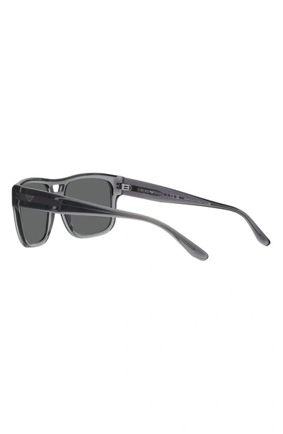 Shop Emporio Armani 57mm Pillow Sunglasses In Transparent Grey