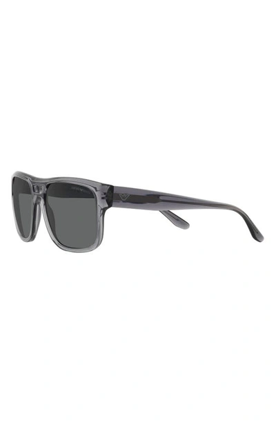 Shop Emporio Armani 57mm Pillow Sunglasses In Transparent Grey