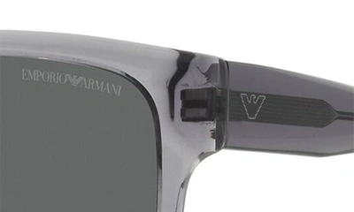 Shop Emporio Armani 57mm Pillow Sunglasses In Transparent Grey