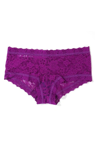 Shop Hanky Panky Daily Lace Boyshorts In Aster Garland (purple)