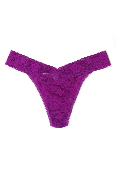 Shop Hanky Panky Daily Lace Original Rise Thong In Aster Garland (purple)