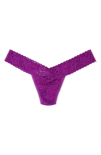 Shop Hanky Panky Daily Lace Low Rise Thong In Aster Garland (purple)