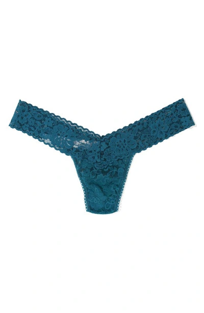 Shop Hanky Panky Daily Lace Low Rise Thong In Earth Dance (green)