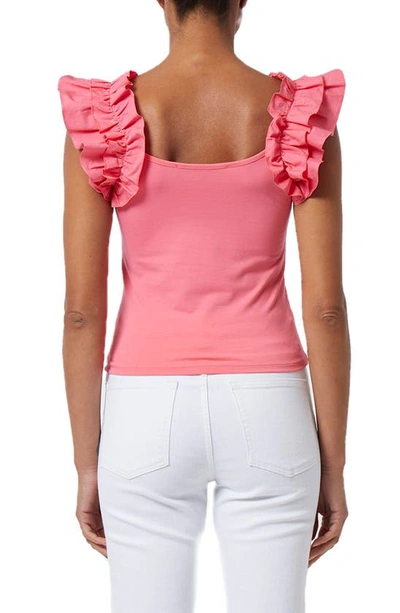 Shop French Connection Rallie Ruffle Sleeve Tank In Camellia Rose