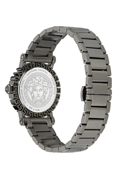 Shop Versace Greca Glam Bracelet Watch, 40mm In Ip Gunmetal