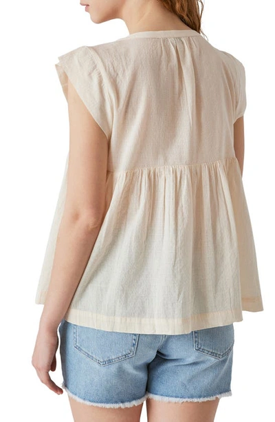 Shop Lucky Brand Embroidered Bib Cotton Top In Nude Pink