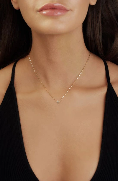Shop Lana Solo Diamond Mini Cross Pendant Necklace In Yellow Gold