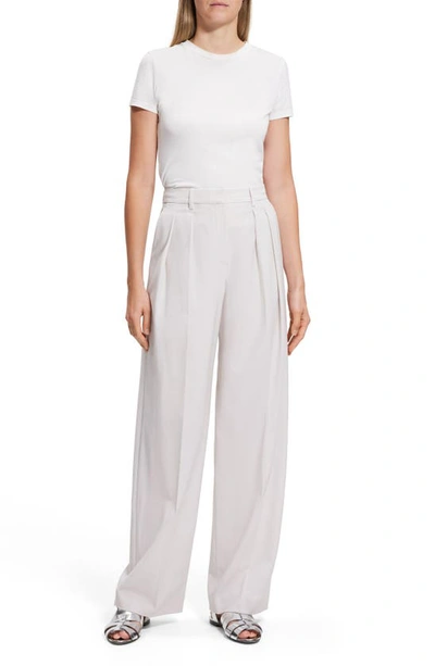 Shop Theory New T Double Pleated Stretch Wool Pants In Sand