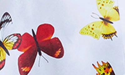 Shop L Agence Dani Butterfly Print Silk Blouse In White Multi Butterflies