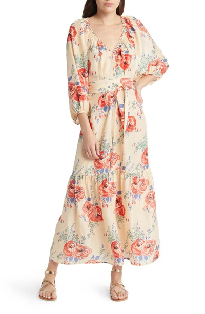 Shop The Great The Vestige Floral Tiered Silk Dress In Echo Rose Print