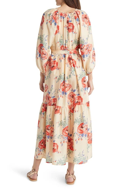 Shop The Great The Vestige Floral Tiered Silk Dress In Echo Rose Print