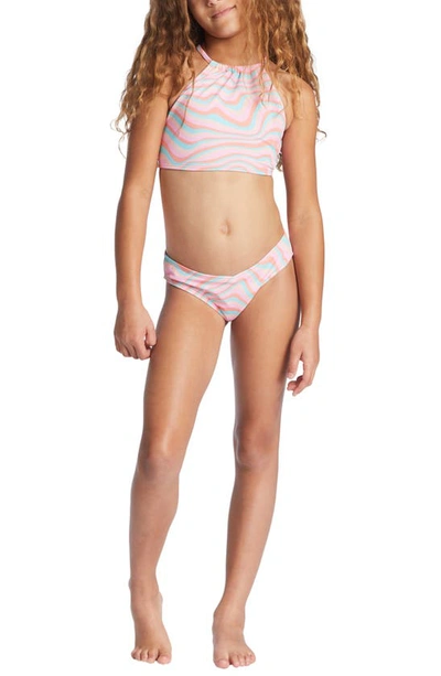 Shop Billabong Sorbet Dreamz High Neck Two-piece Bikini In Pink Multi