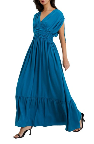 Shop French Connection Audrey Satin Maxi Dress In Ocean Depths