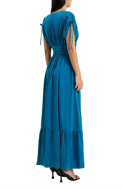 Shop French Connection Audrey Satin Maxi Dress In Ocean Depths