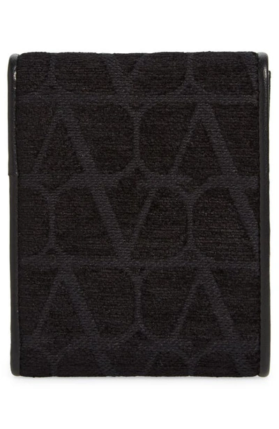 Shop Valentino Vlogo Monogram Toile Canvas Wallet In 0no - Black