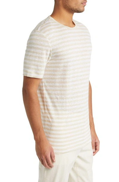 Shop Hugo Boss Tiburt Stripe Linen T-shirt In Open White