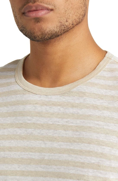 Shop Hugo Boss Tiburt Stripe Linen T-shirt In Open White